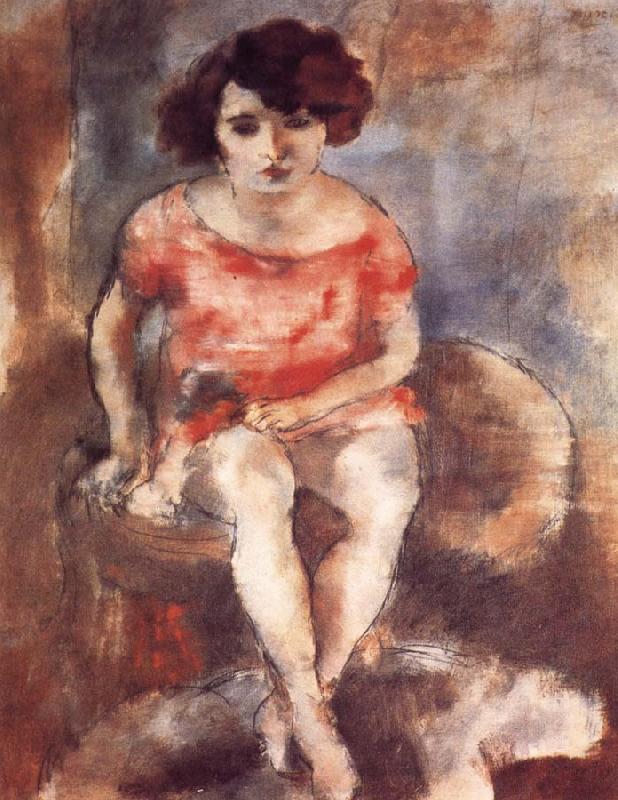 The woman wearing the red garment, Jules Pascin